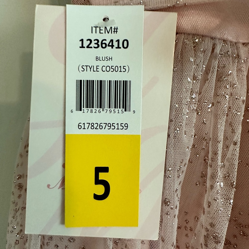 NWT girls size 5 blush formal dress mid length sequence and tulle